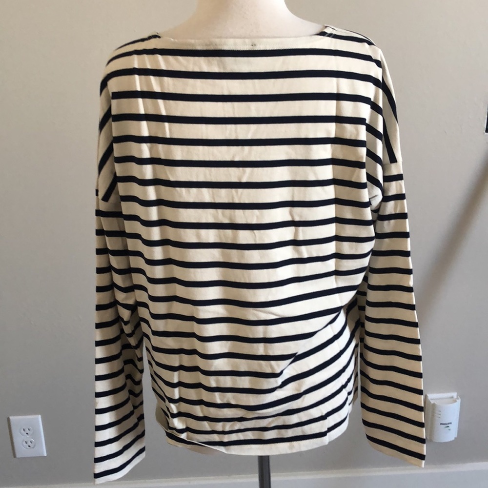 J.crew blue white stripe embroidered kiss shirt m - Picture 3 of 4